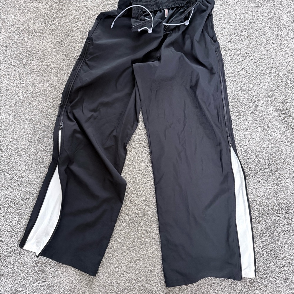 Black Track Pants with White Stripes